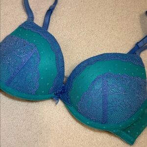 Aerie Limited Edition EMMA Blue and Teal Lace Push-up Bra